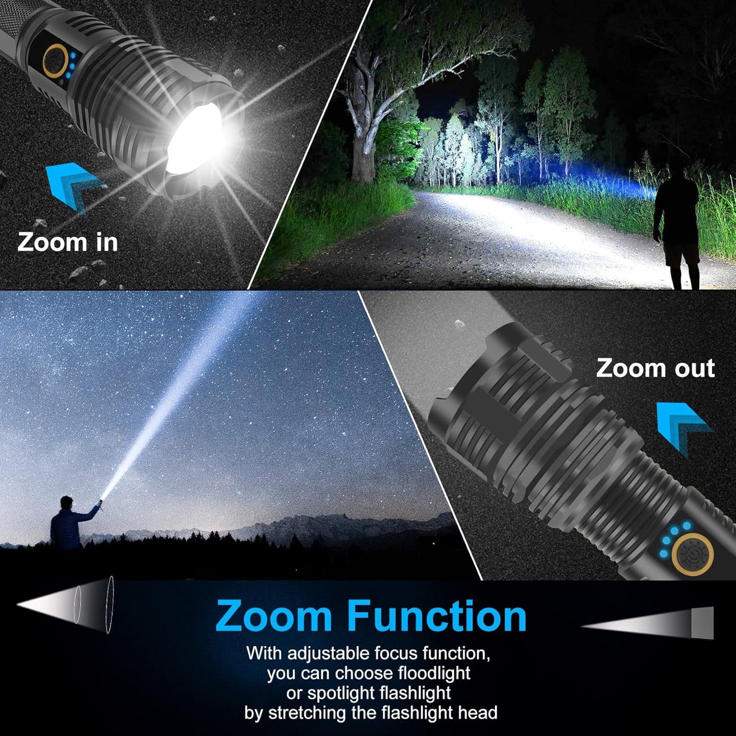 Rechargeable Flashlights 100000 High Lumens (Model 2022, Rechargeable Flashlights, Aluminum, 1, Medium, Model 2022)