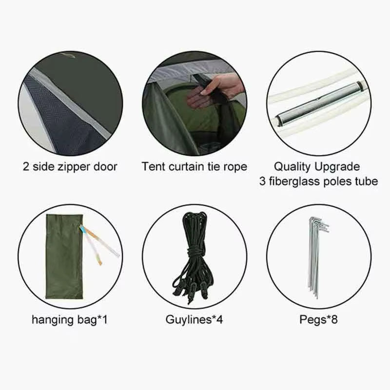 No Need to Set up Fast Opening Camping Tents for Throwing Tents, Fully Automatic 3-4 Person Outdoor Camping Tents
